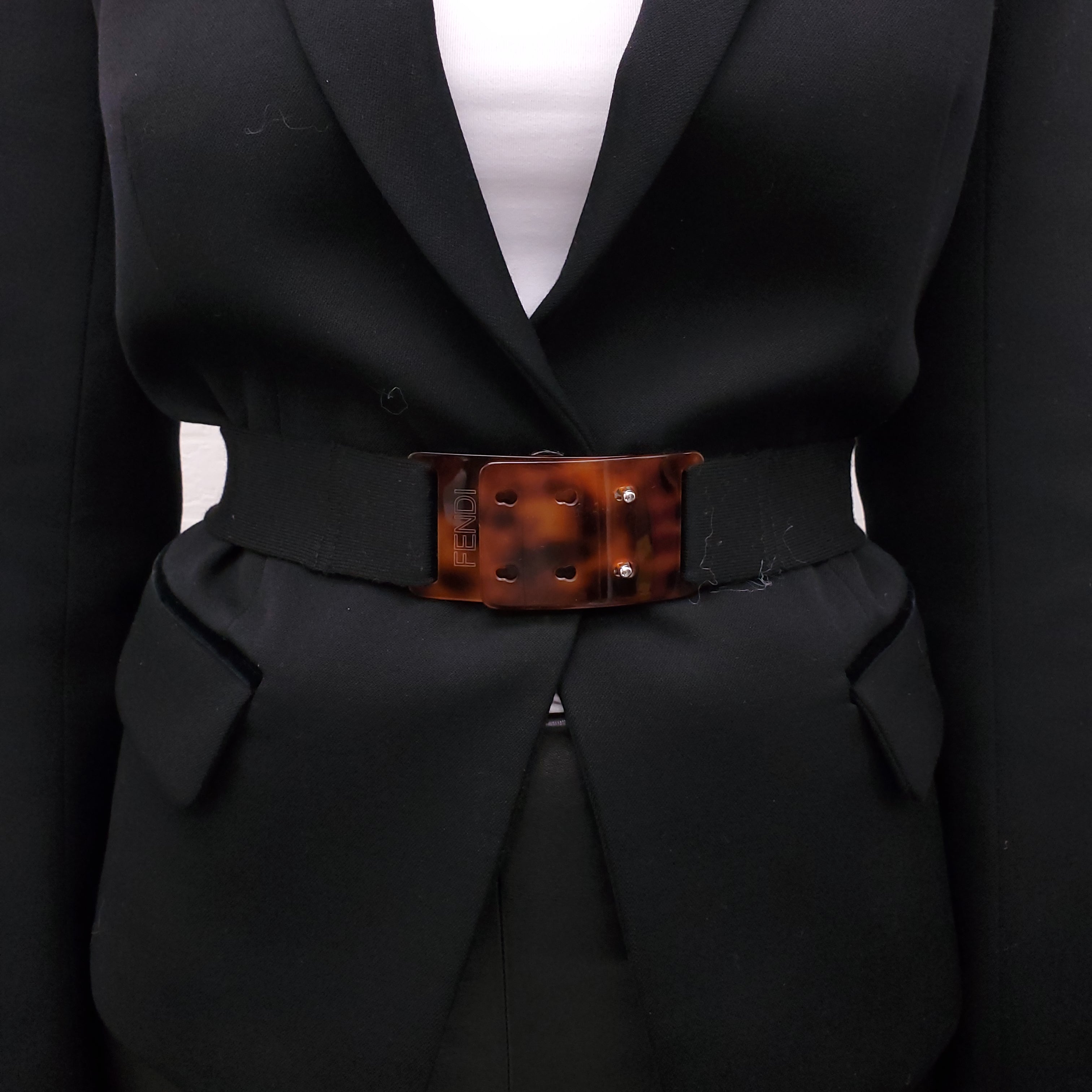 FENDI TORTOISE SHELL LOGO BELT - SIZE S