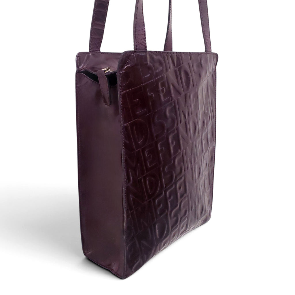 FENDI VINTAGE FENDISSIME BROWN LEATHER TOTE