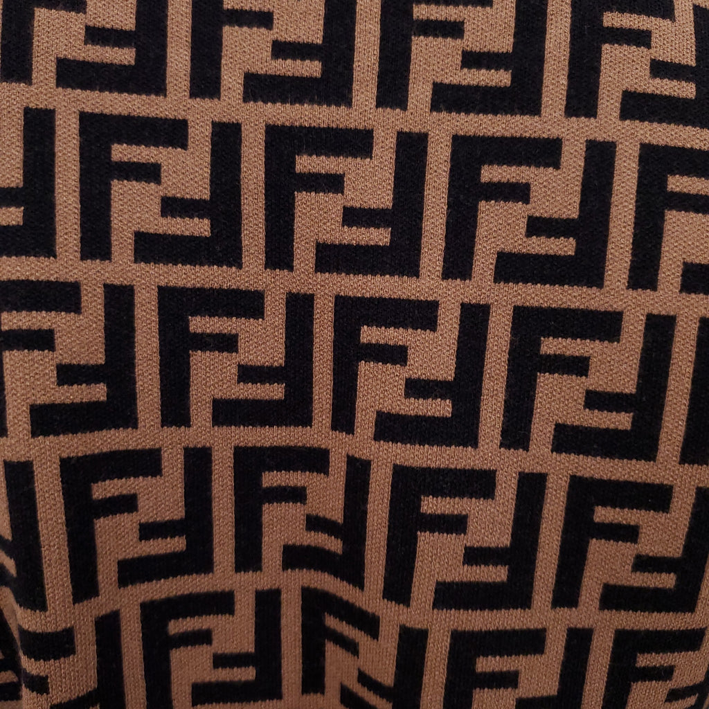 FENDI ZUCCA PRINT LOGO MIDI DRESS - SIZE 46