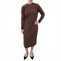 FENDI ZUCCA PRINT LOGO MIDI DRESS - SIZE 46
