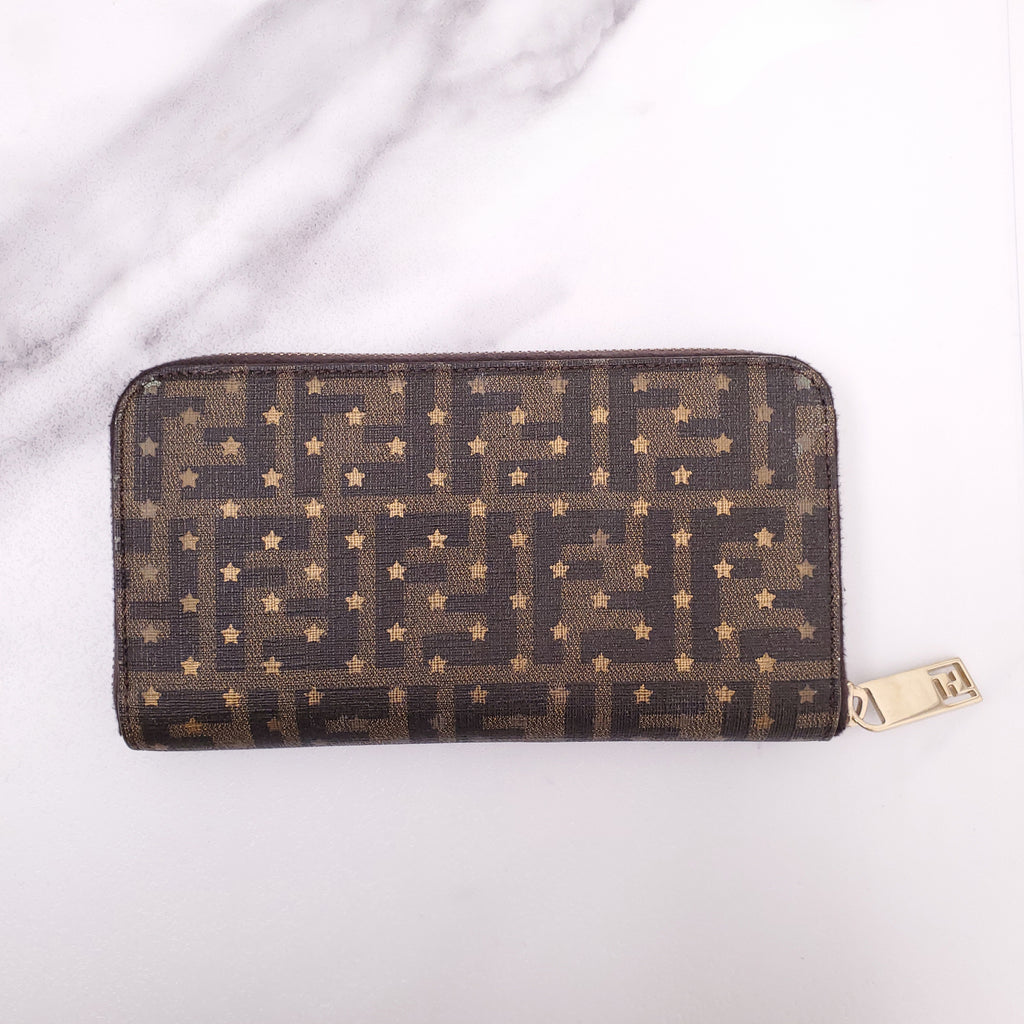 FENDI ZUCCA PRINT WALLET WITH STAR DETAILS