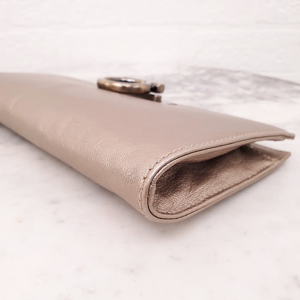 FERRAGAMO GOLD METALLIC EVENING BAG