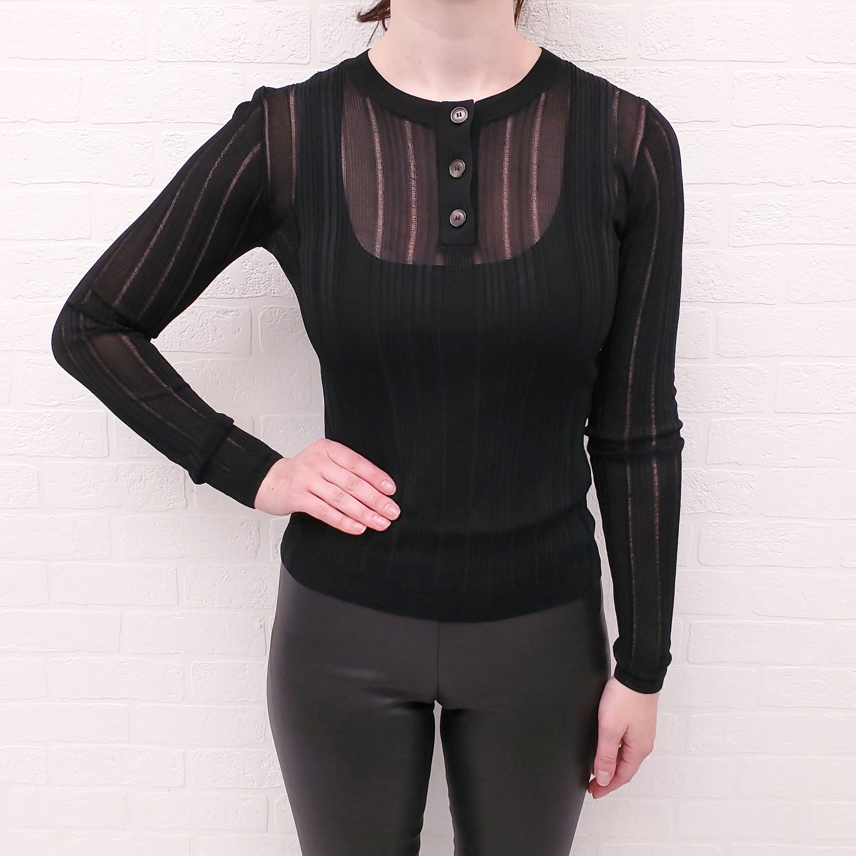 FRAME BLACK KNIT SWEATER WITH BUTTONS - SIZE XS