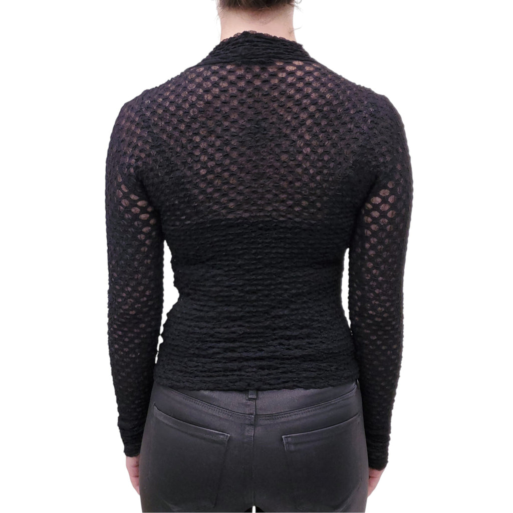 FRAME BLACK RUCHED TURTLENECK TOP - SIZE S