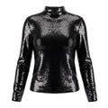 FRAME BLACK SEQUIN LONG SLEEVE TOP - SIZE L