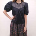 FRAME SHEER BLACK PUFF SLEEVE BLOUSE - SIZE S