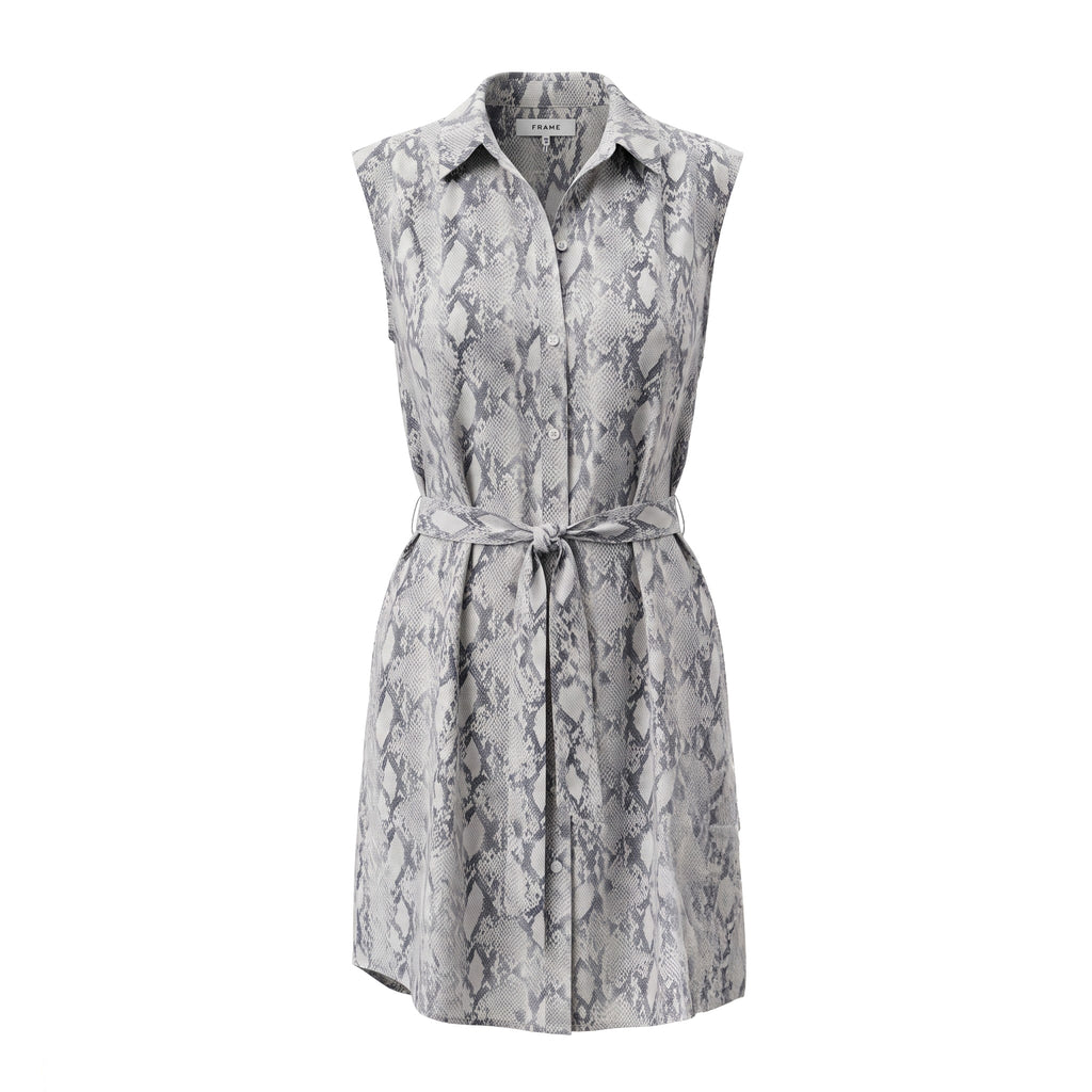 FRAME SNAKESKIN DRESS WITH TIE DETAIL - SIZE XS