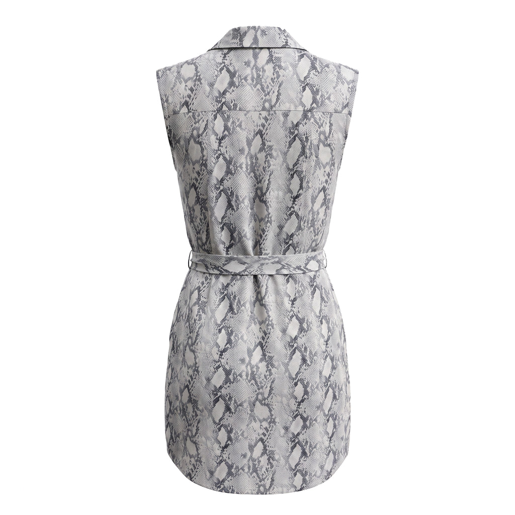 FRAME SNAKESKIN DRESS WITH TIE DETAIL - SIZE XS