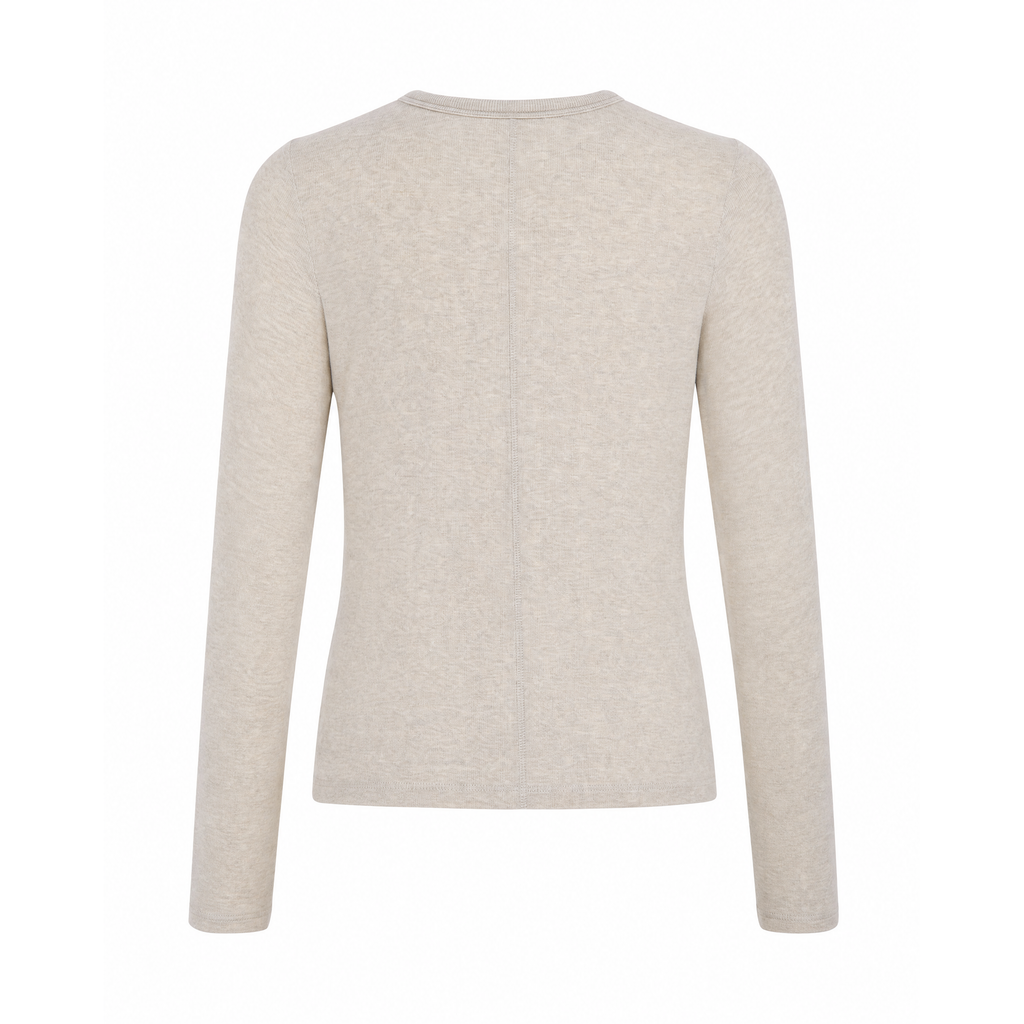 FRAME TAUPE RIBBED LONG SLEEVE SHIRT WITH GOLD BUTTONS - SIZE S