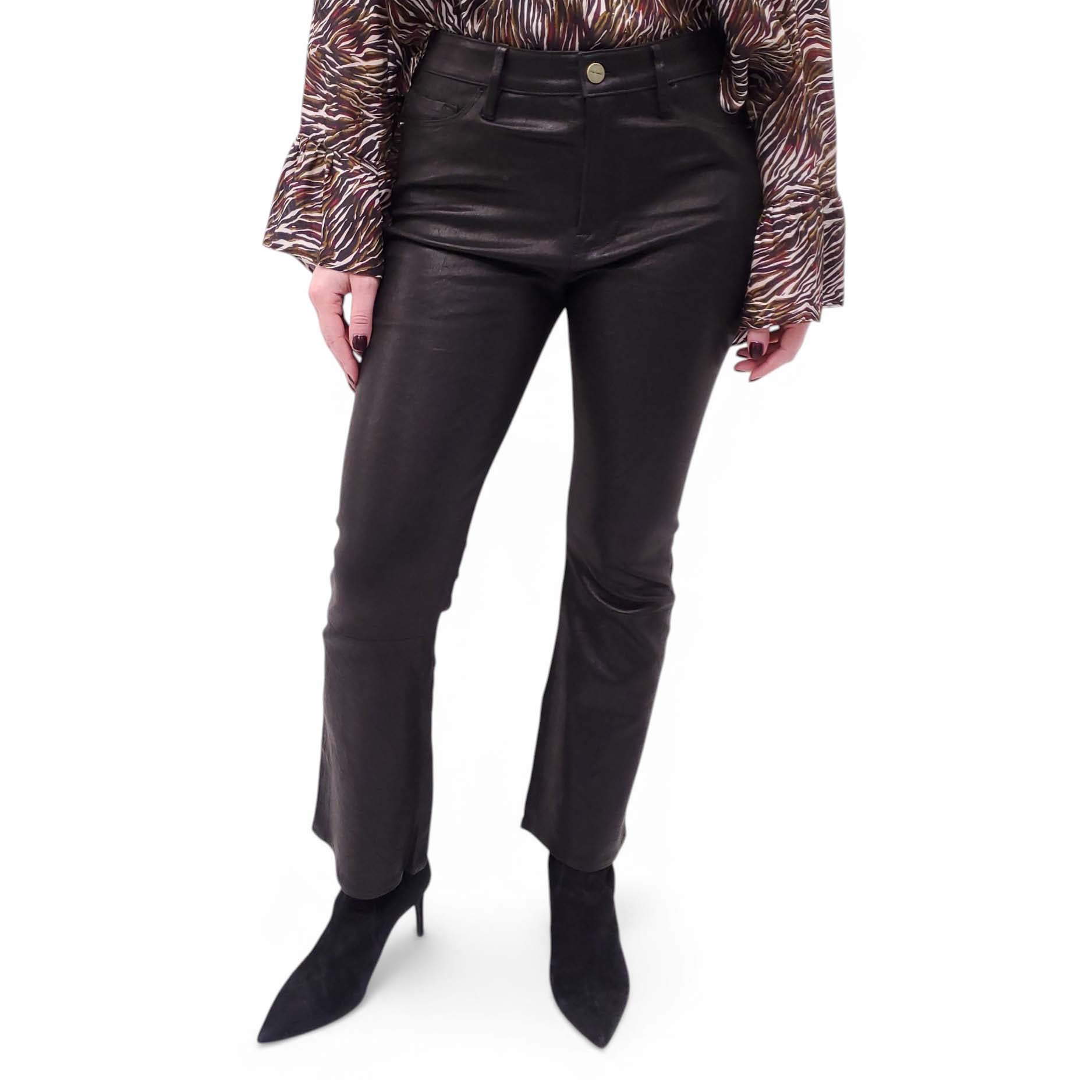 FRAME 'LE CROP MINI BOOT’ LEATHER PANTS - SIZE 29