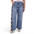 FRAME 'LE JANE WIDE LEG CROP’ JEANS WITH CROCHET PATTERN DETAIL - SIZE 31
