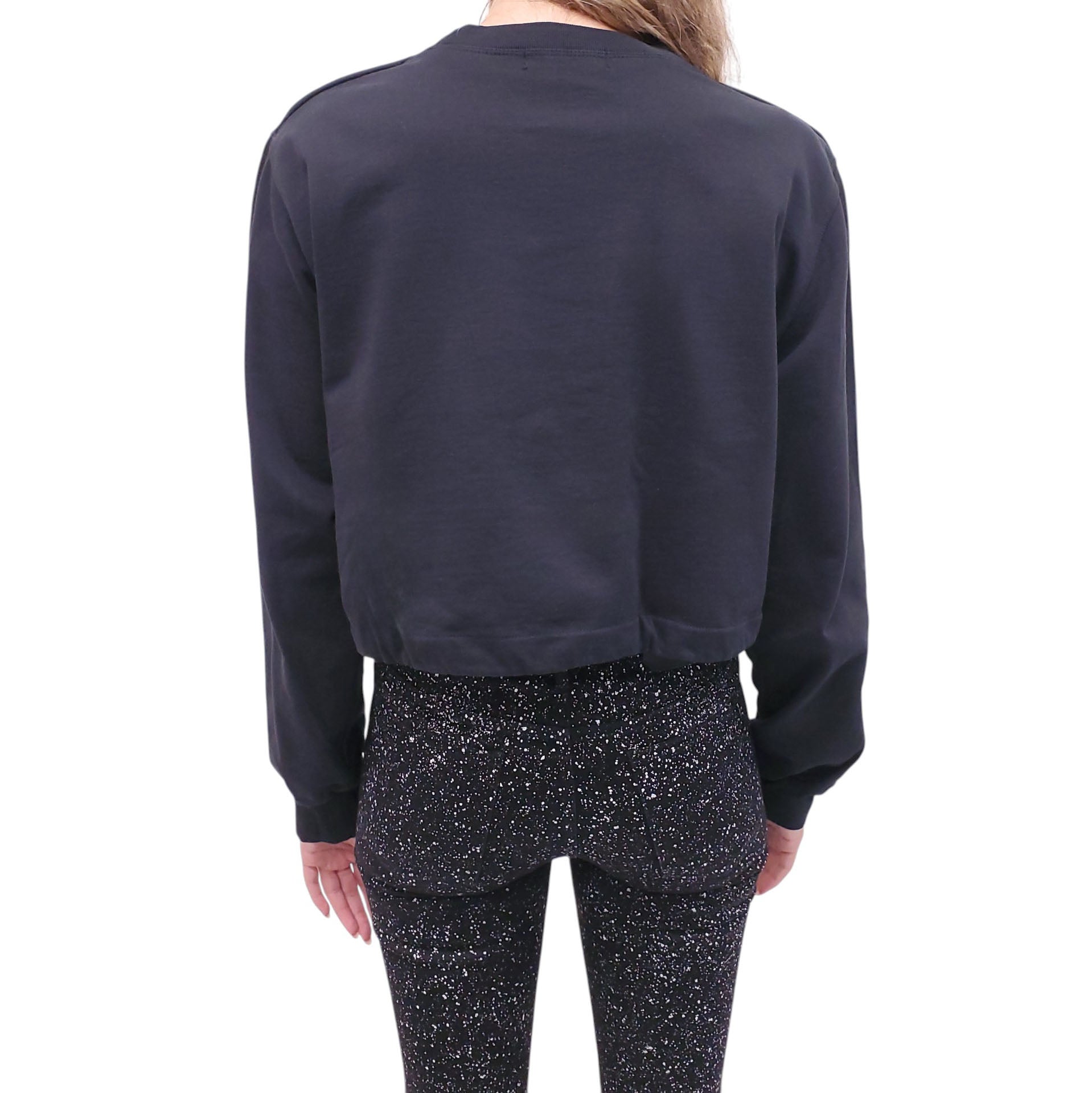 FRANKIE SHOP BLACK CROPPED CREWNECK SWEATER - SIZE M
