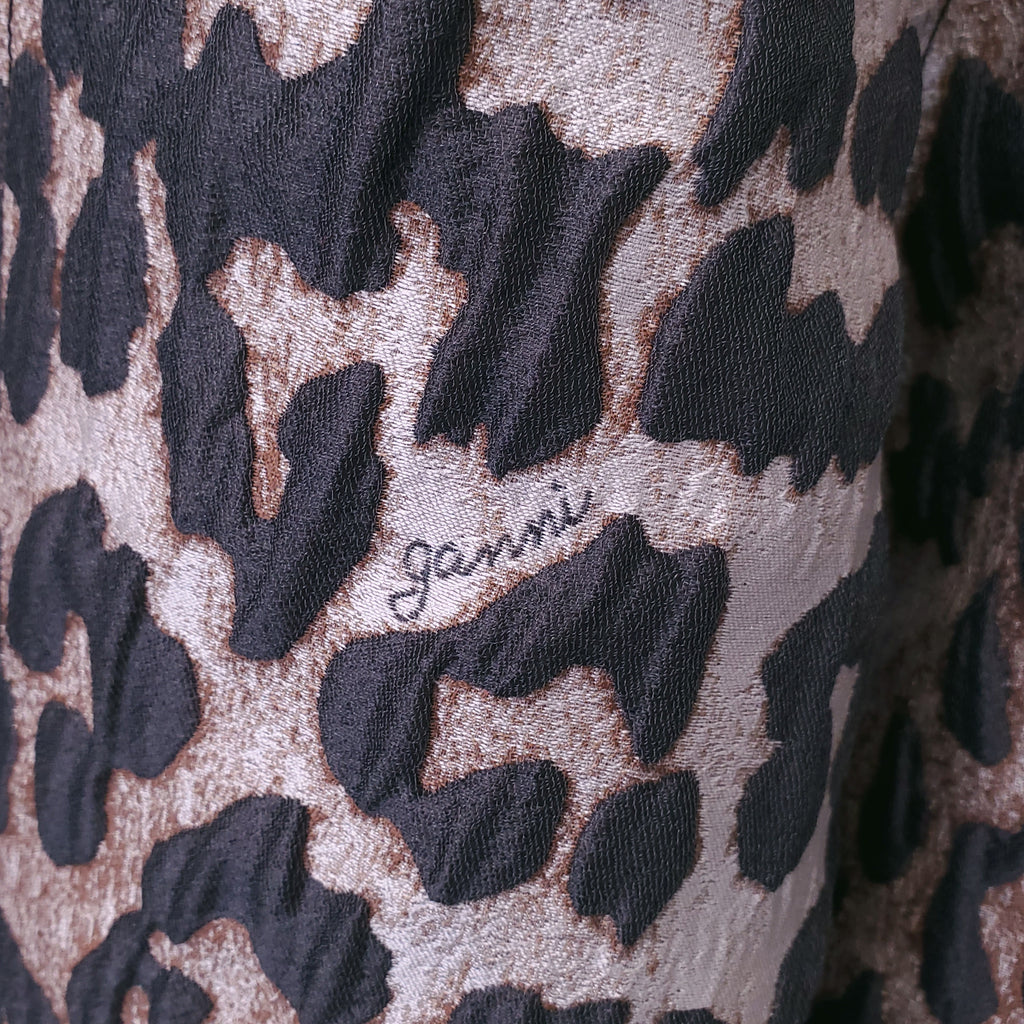 GANNI ALMOND MILK LEOPARD PANTS - SIZE 40 (US 8/10)