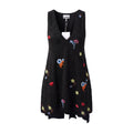 GANNI BLACK BEADED V-NECK PANEL MINI DRESS - SIZE 36 (US 4)