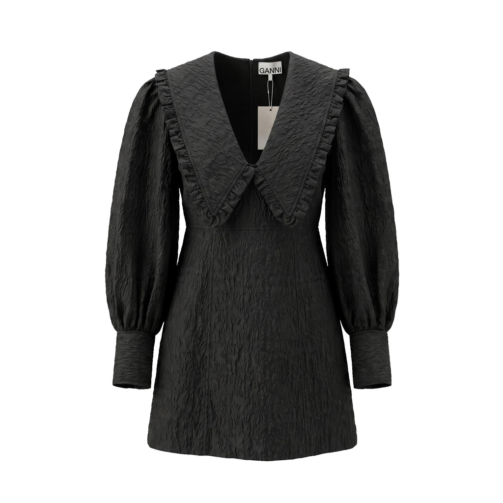 GANNI BLACK JACQUARD DRESS - SIZE 38 (US 6)
