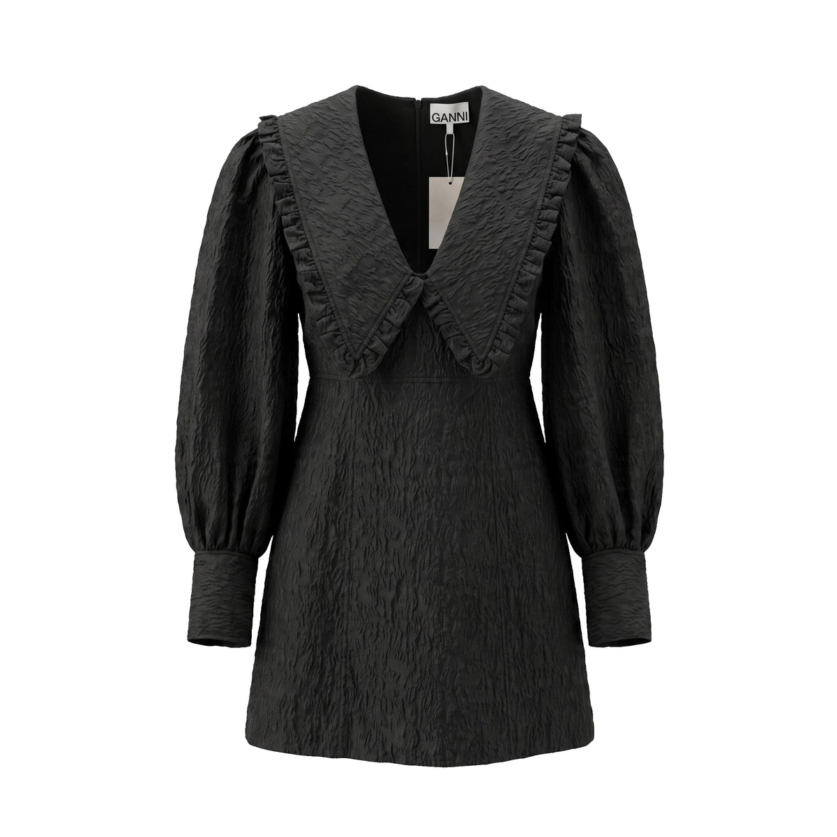 GANNI BLACK JACQUARD DRESS - SIZE 38 (US 6)