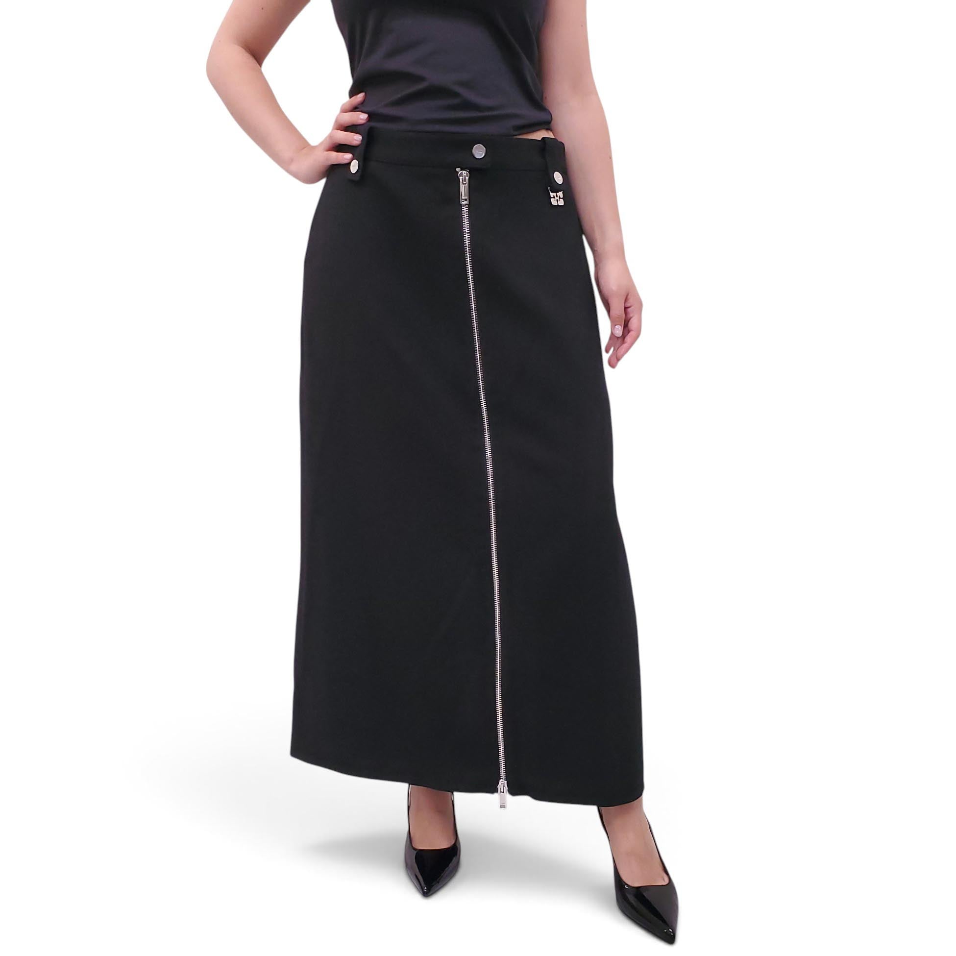 GANNI BLACK LONG LOGO SKIRT - SIZE 44