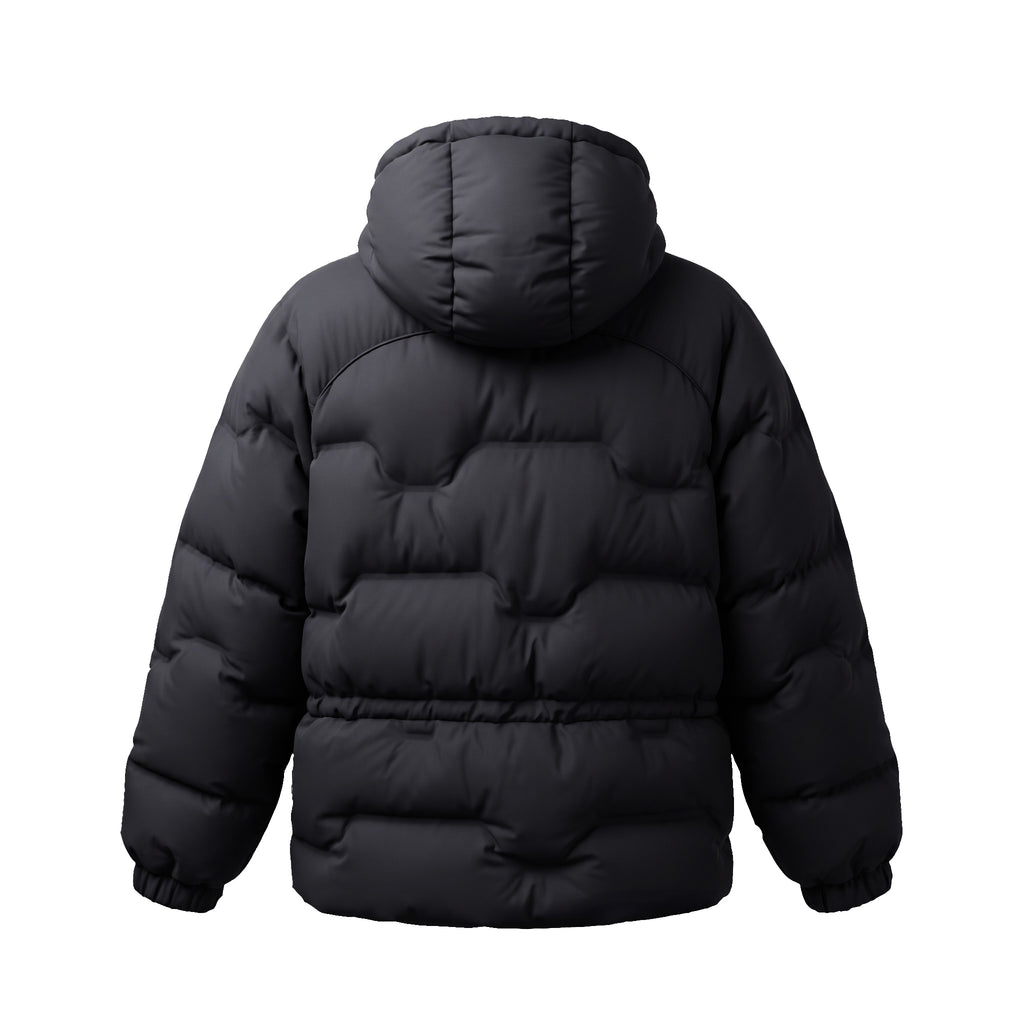 GANNI BLACK PUFFER JACKET WITH LOGO - SIZE 52