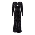 GANNI BLACK RUCHED STRETCH DEVORE VELVET MIDI DRESS- SIZE 40 (US 8/10)