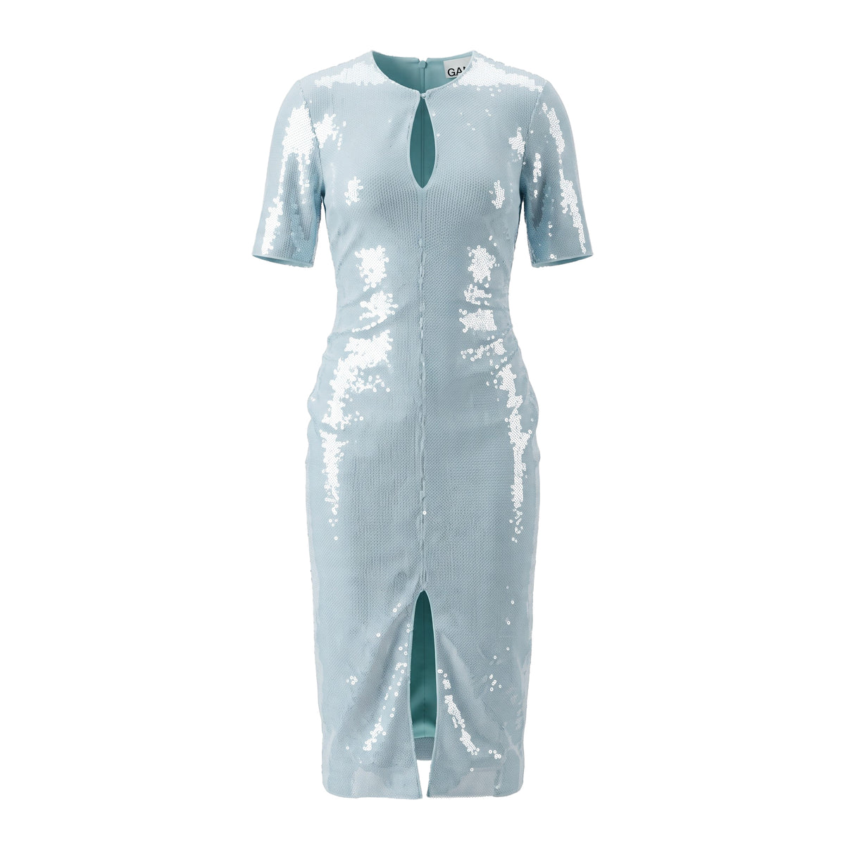 GANNI BLUE SEQUIN V-NECK MIDI DRESS - SIZE 40 (US 8/10)