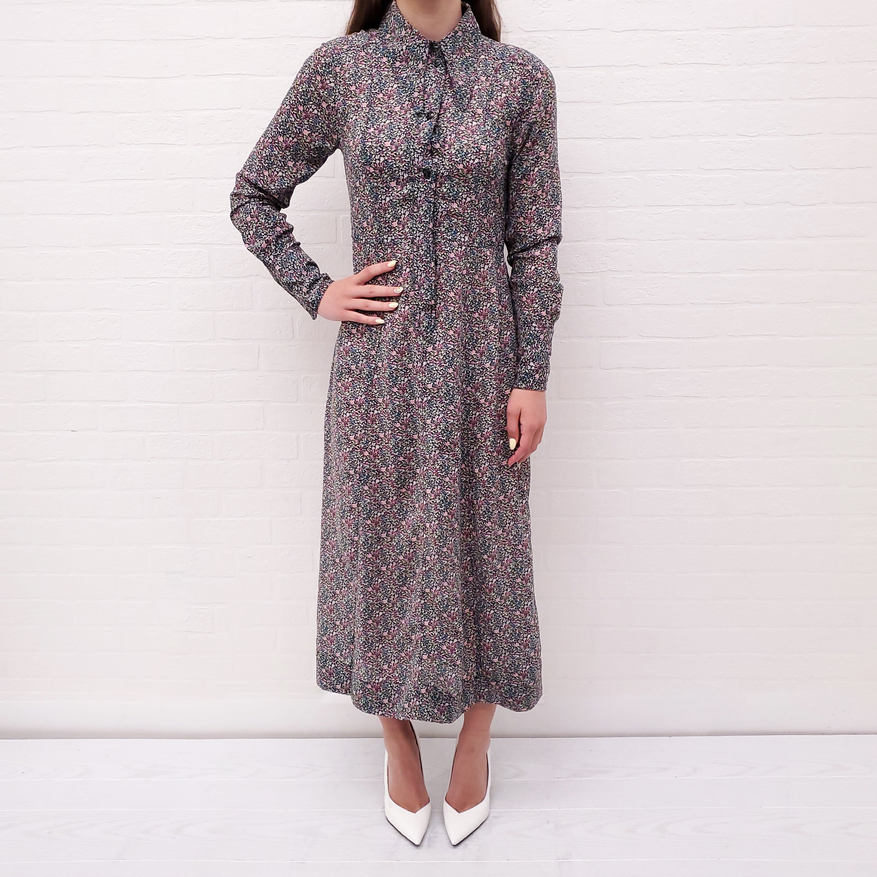 GANNI FLORAL LONG SLEEVE MAXI DRESS - SIZE 32
