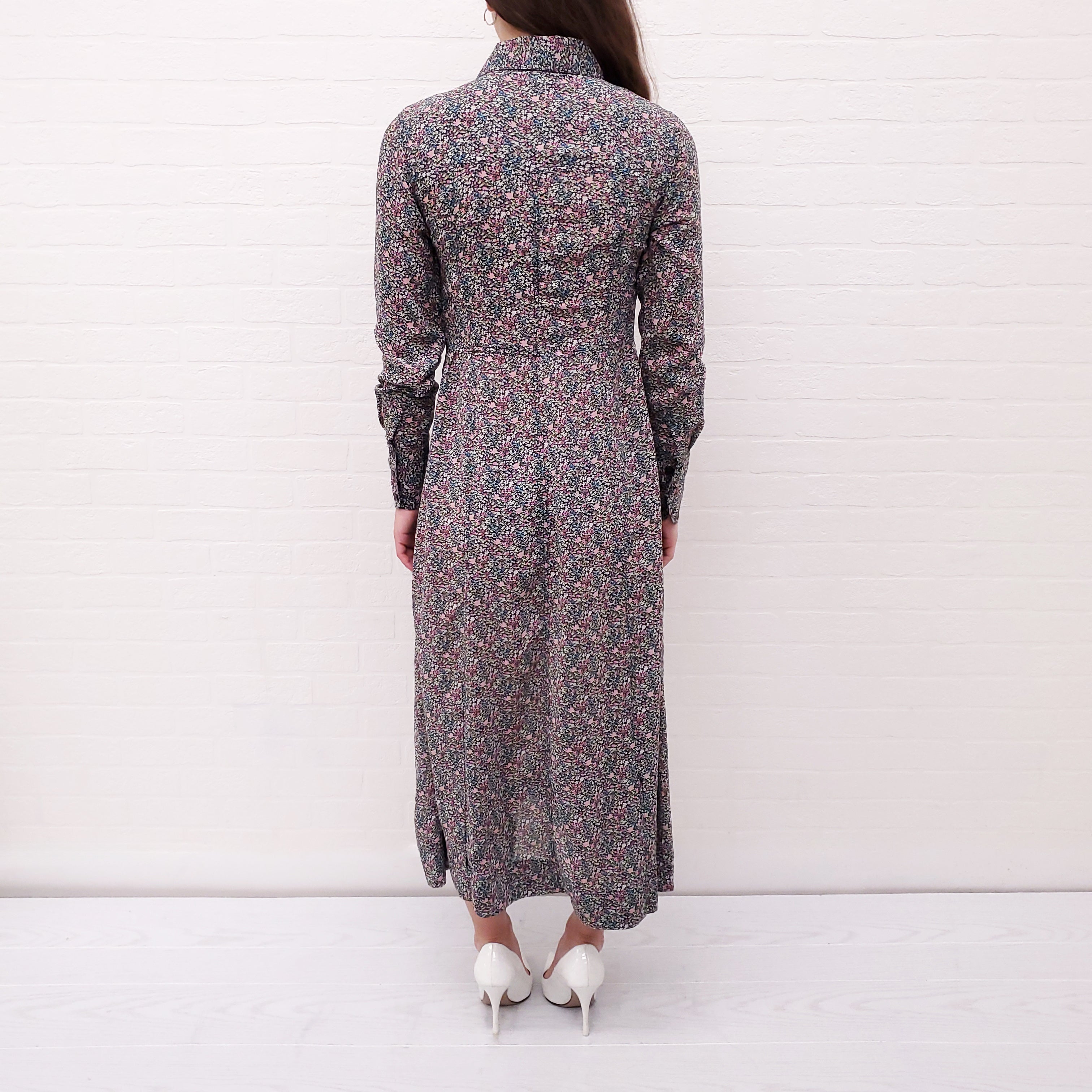 GANNI FLORAL LONG SLEEVE MAXI DRESS - SIZE 32