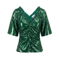 GANNI GREEN SEQUIN BLOUSE - SIZE 40 (US 8/10)