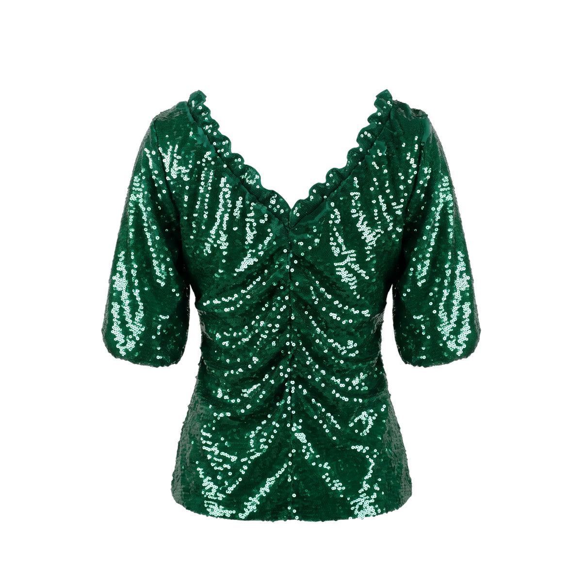 GANNI GREEN SEQUIN BLOUSE - SIZE 40 (US 8/10)