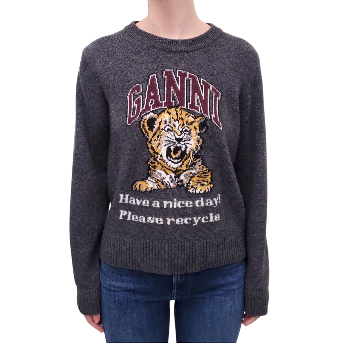 GANNI GREY TIGER SWEATER - SIZE M