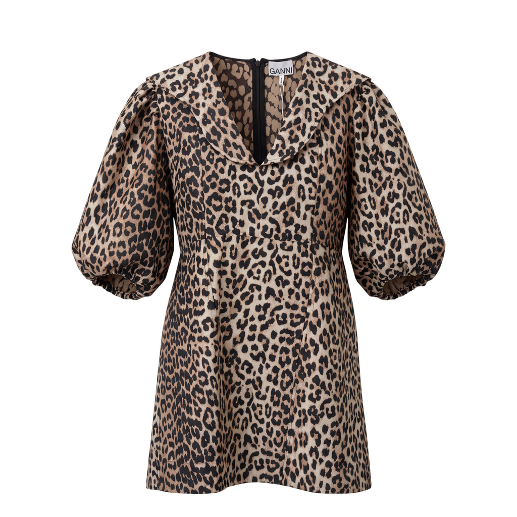 GANNI LEOPARD MINI DRESS - SIZE 44 (US 14)