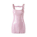 GANNI LIGHT PINK SEQUIN MINI DRESS - SIZE 36 (US 4)