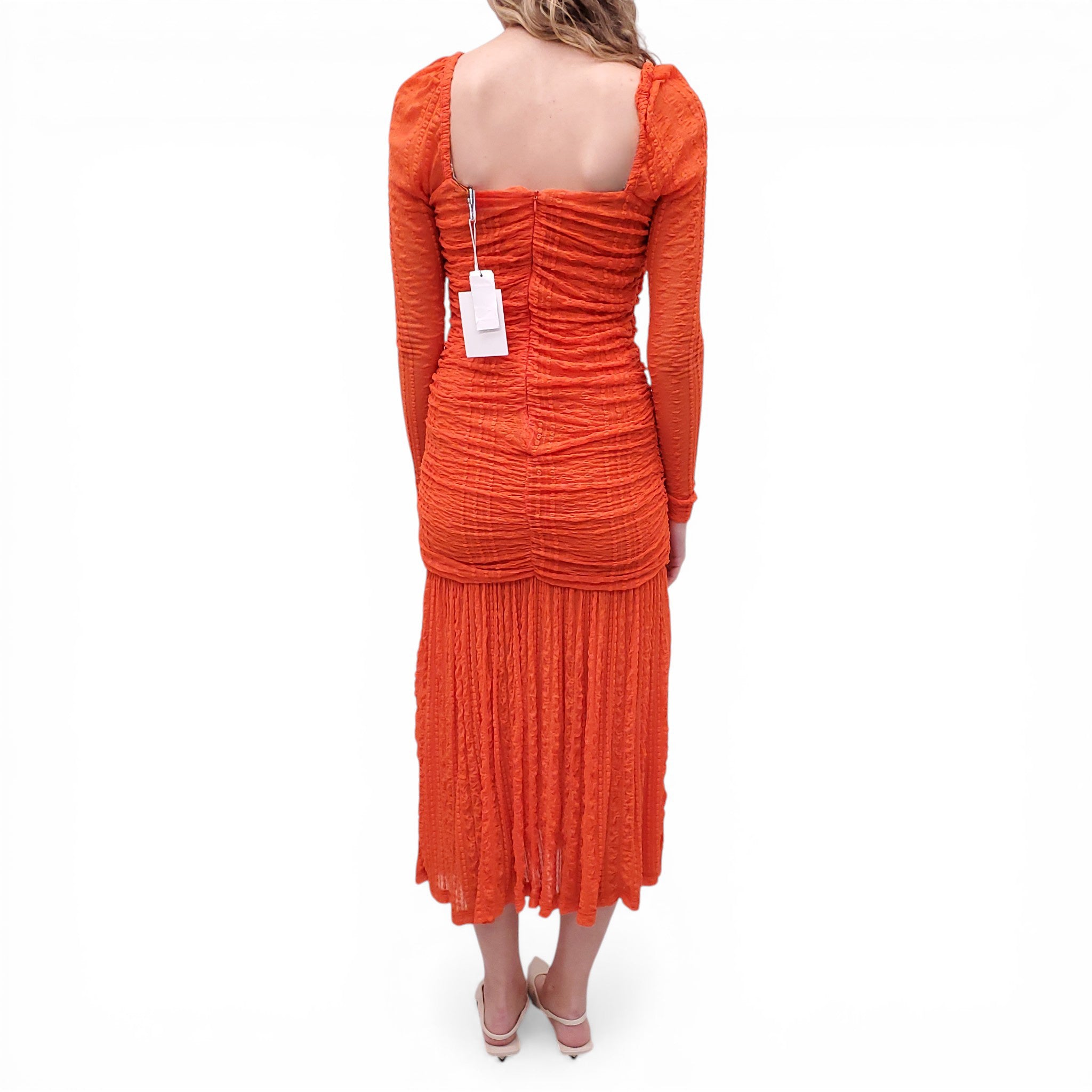 neon orange ruched dress Sassy Shortcake Crush Rush Dress