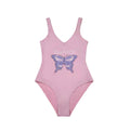 GANNI PINK BUTTERFLY LOGO ONE-PIECE SWIMSUIT - SIZE 36