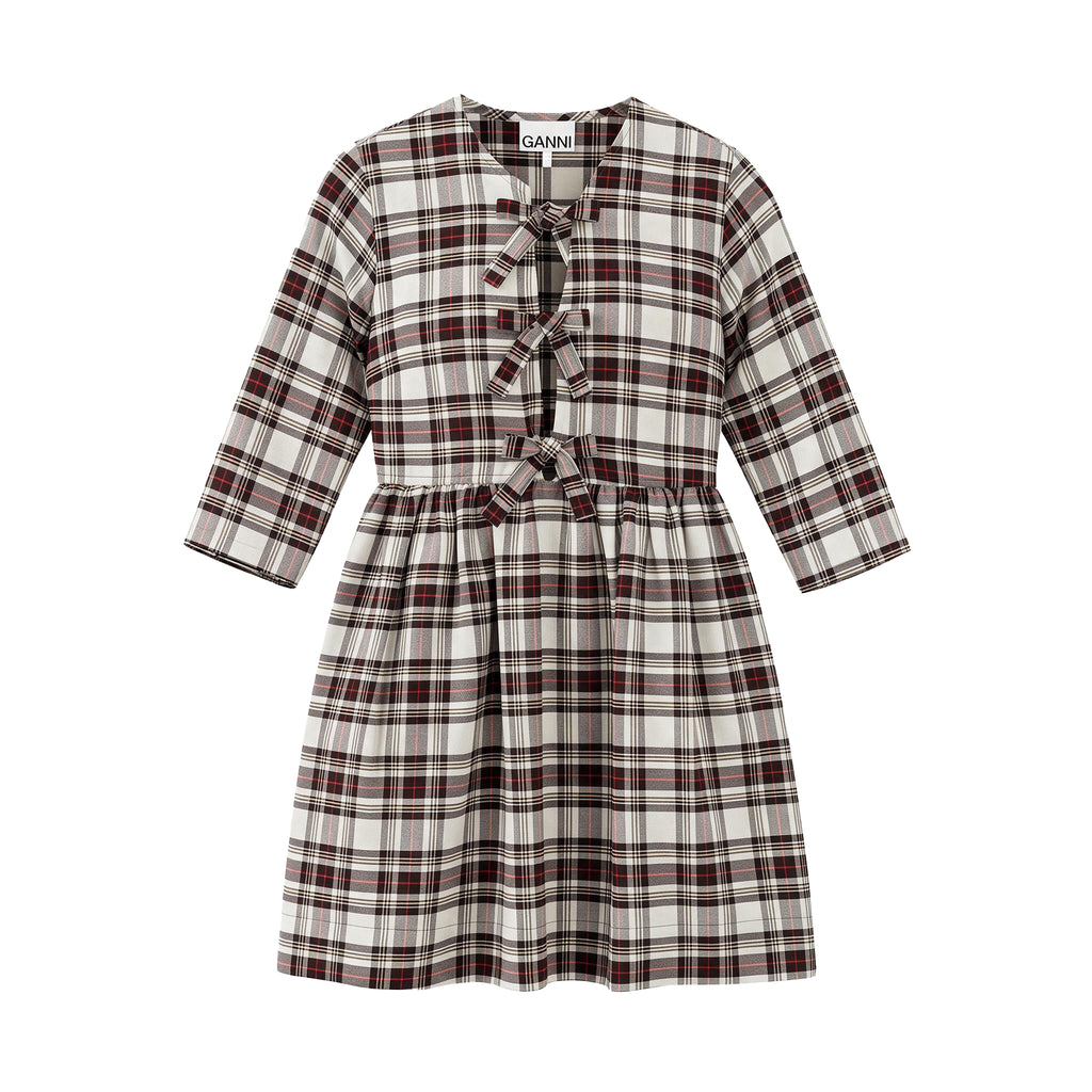 GANNI PLAID RIBBON DRESS - SIZE 34 (US 2)