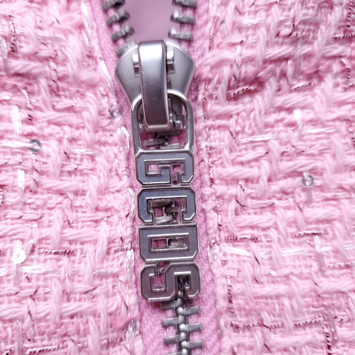 GCDS PINK QUILTED TWEED PADDED JACKET - SIZE M