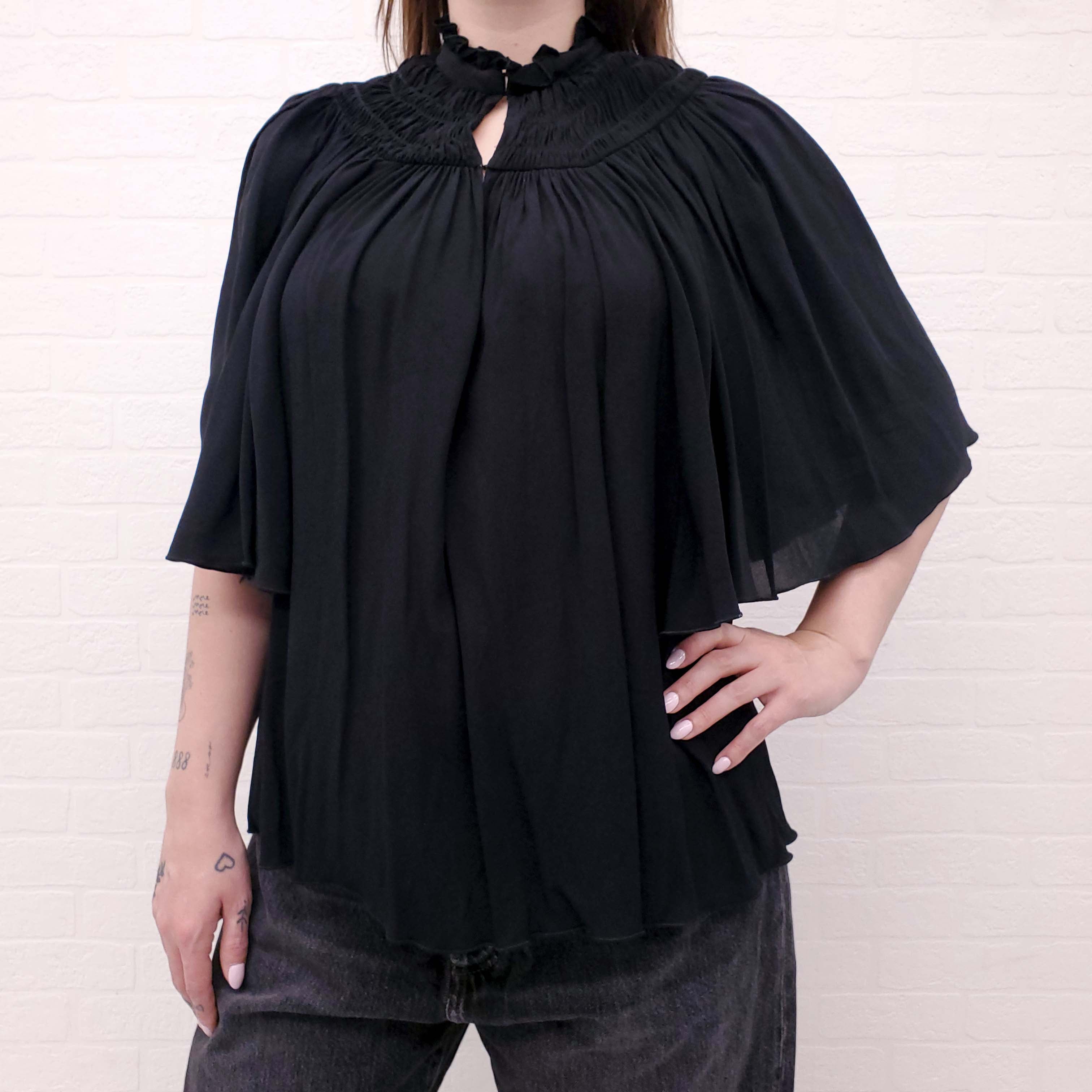 GIAMBATTISTA VALLI BLACK SILK BLOUSE - SIZE 38