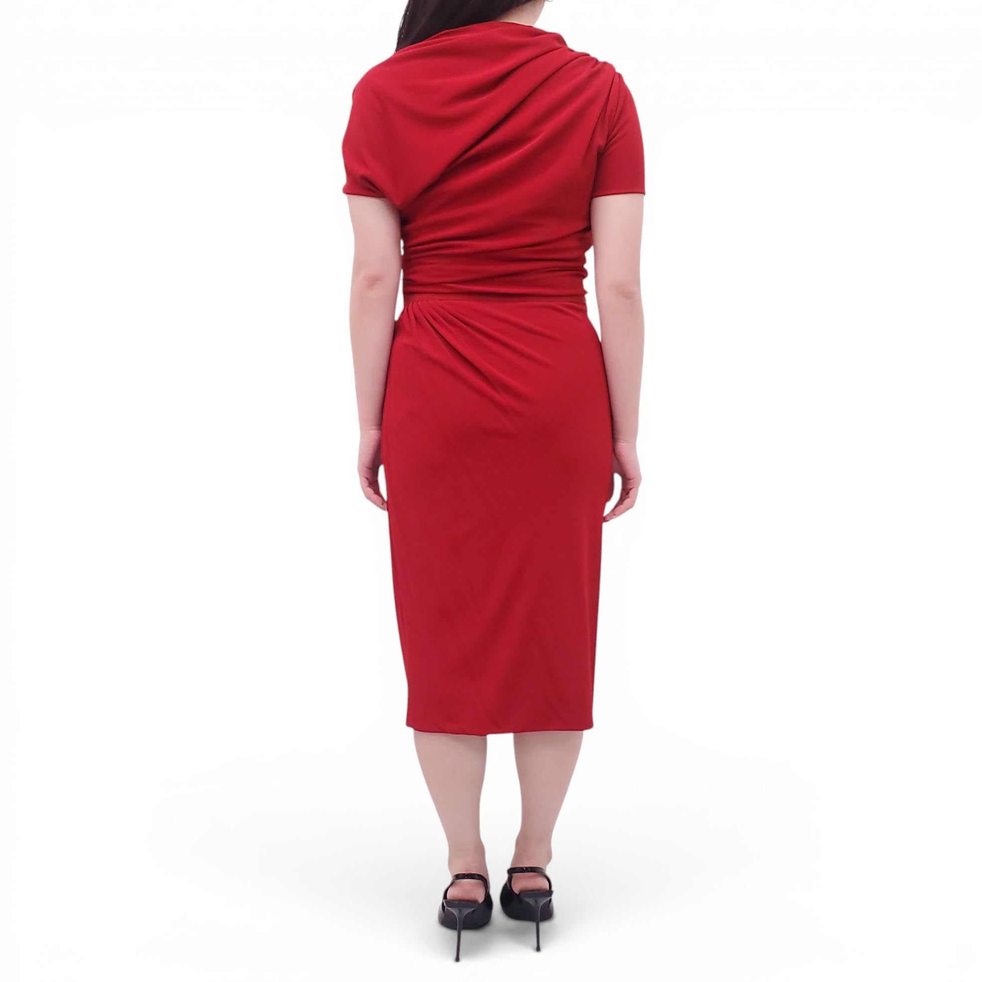GIAMBATTISTA VALLI RED RUCHED DRESS - SIZE 44