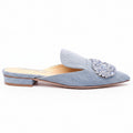 GIANNICO BLUE DENIM CRYSTAL FLATS - SIZE 35