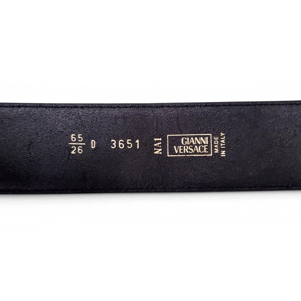 GIANNI VERSACE BLACK LEATHER BELT WITH FRINGE TIE DETAIL- SIZE 65