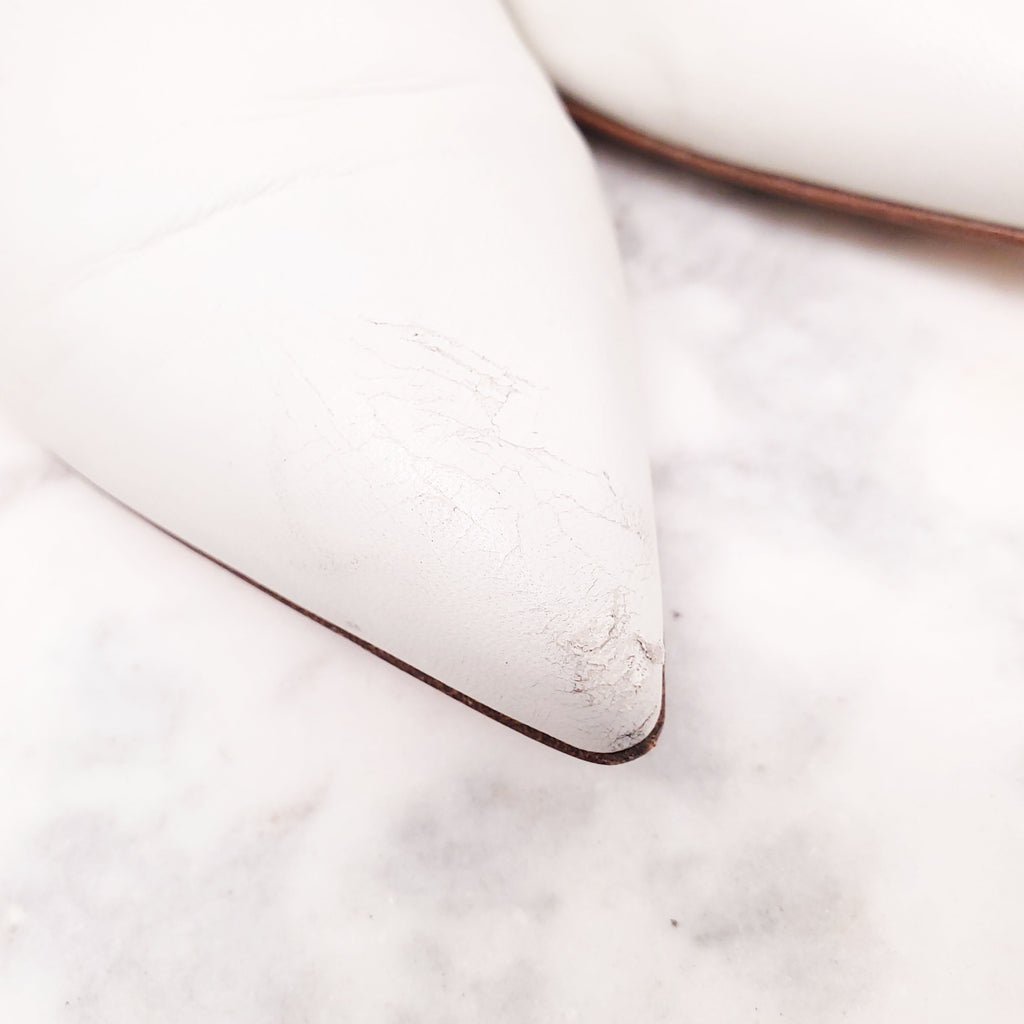 GIANVITO ROSSI CREAM LEATHER BOOTS - SIZE 37.5