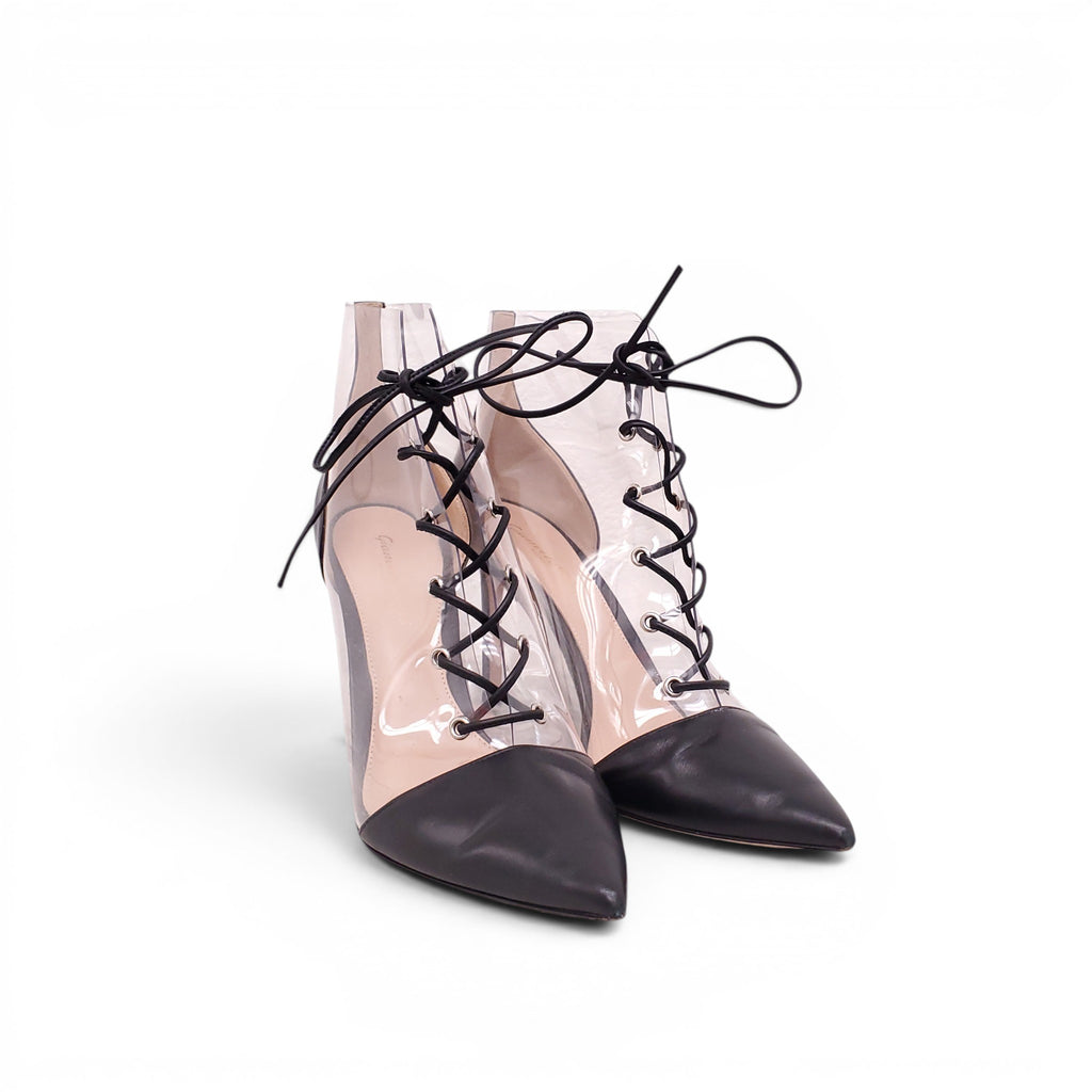 GIANVITO ROSSI LACE-UP PVC BOOTIES - SIZE 38.5