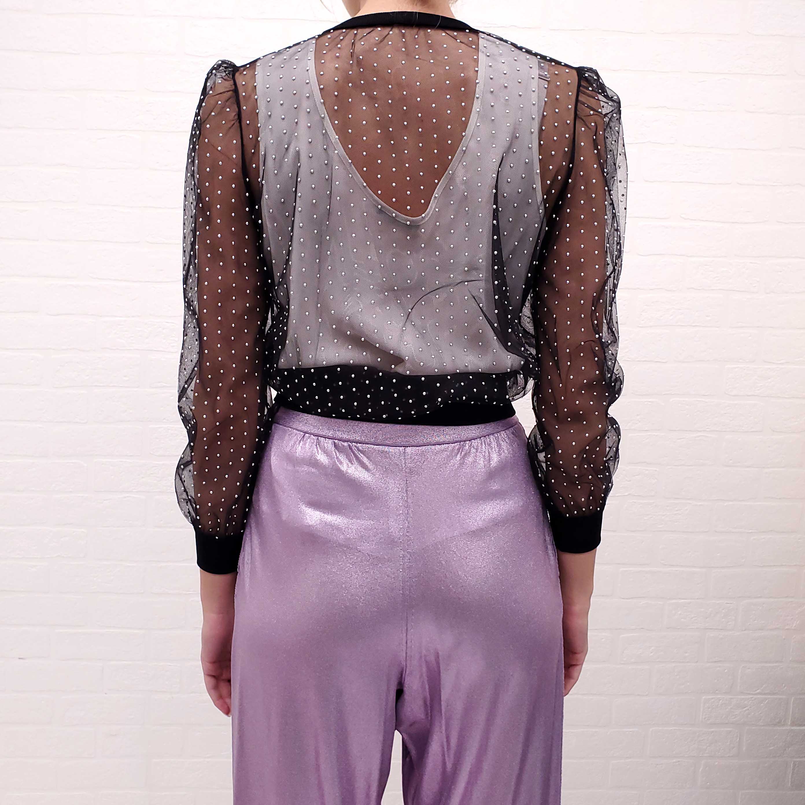 GIVENCHY TULLE BLOUSE WITH SILVER GROMMETS - SIZE XS