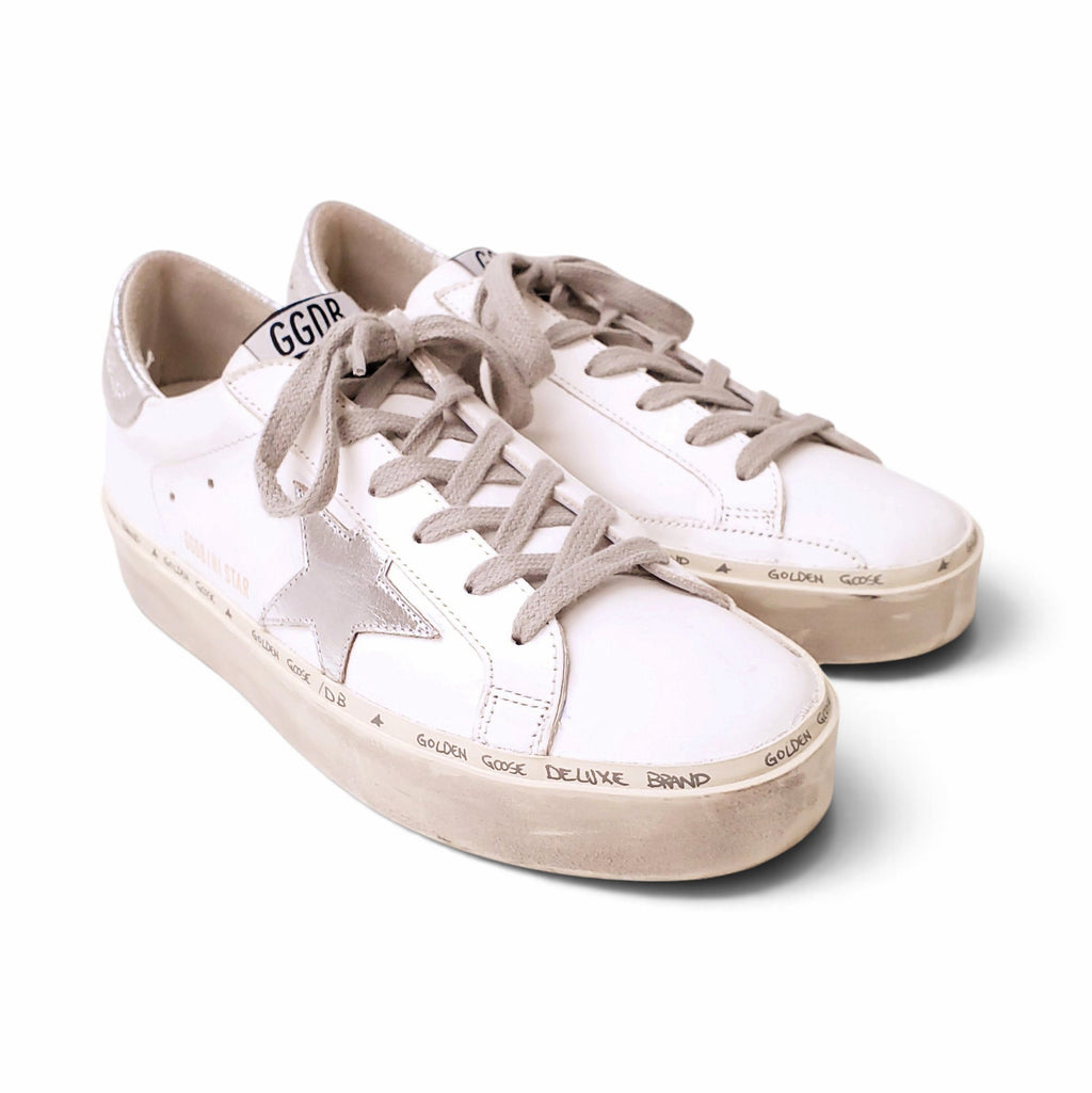 GOLDEN GOOSE HI STAR SNEAKERS WITH SILVER STAR - SIZE 37