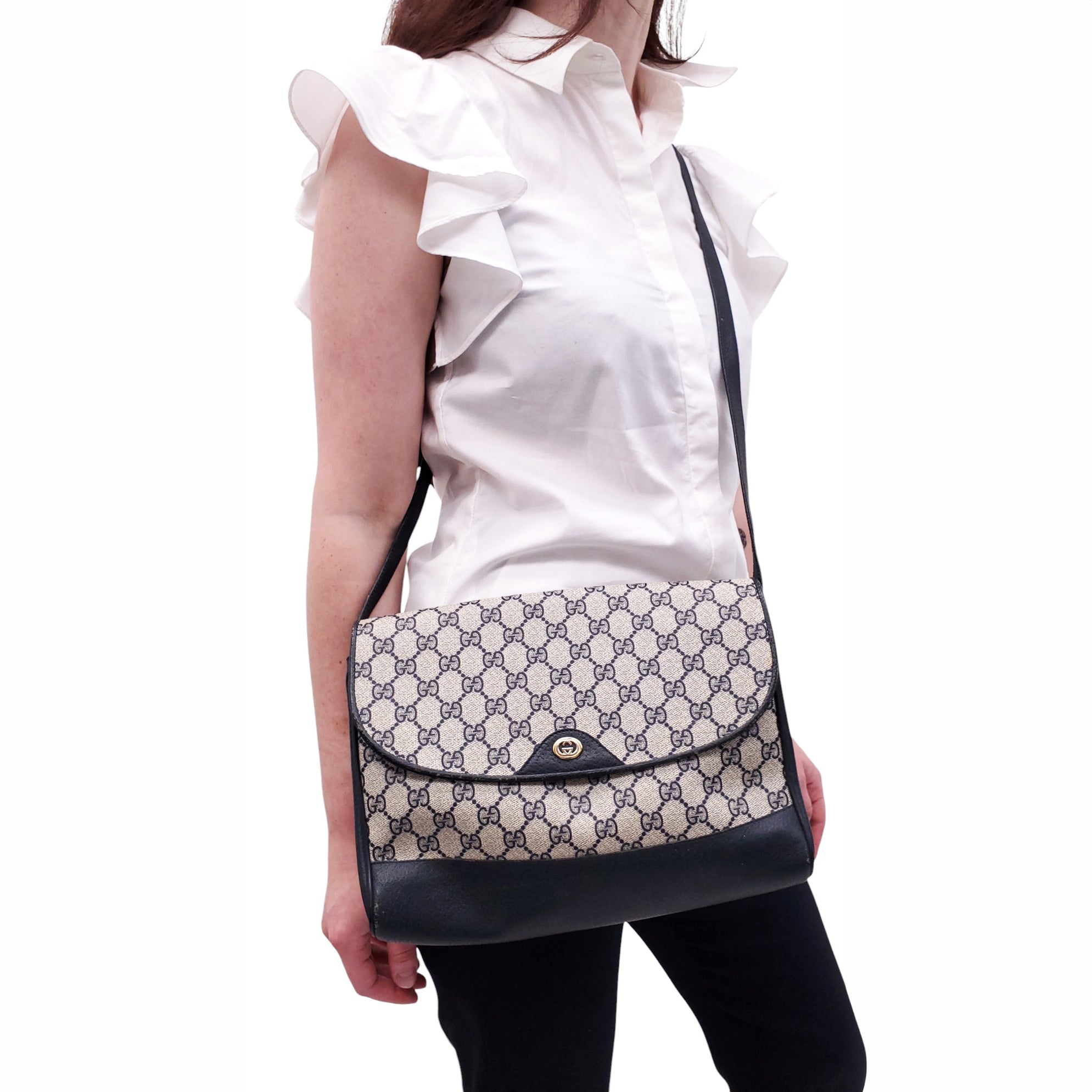 GUCCI 1980'S LOGO CROSSBODY BAG