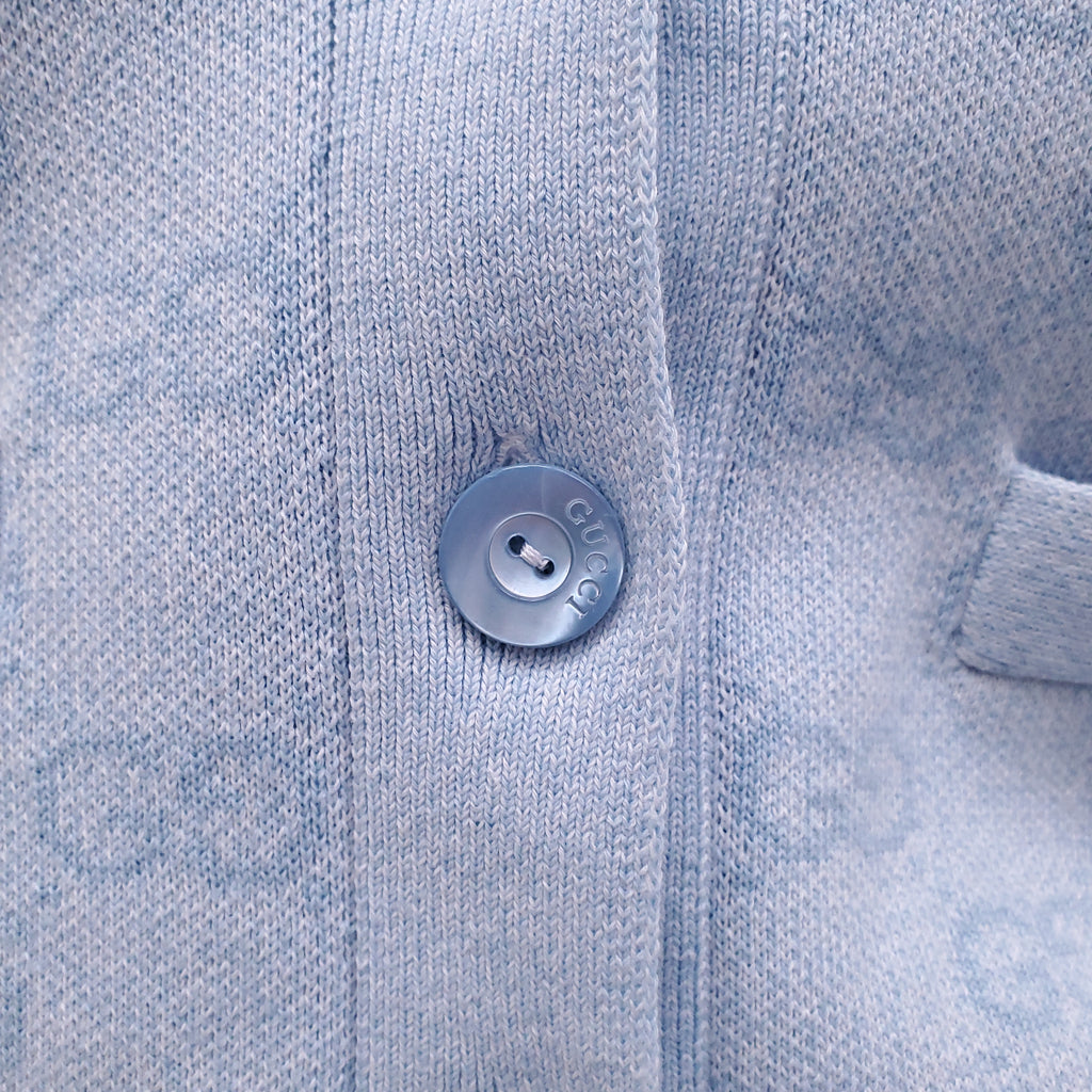 GUCCI BABY BLUE GG LOGO COTTON CARDIGAN - SIZE XS