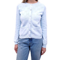 GUCCI BABY BLUE PERFORATED GG LOGO COTTON CARDIGAN - SIZE XS