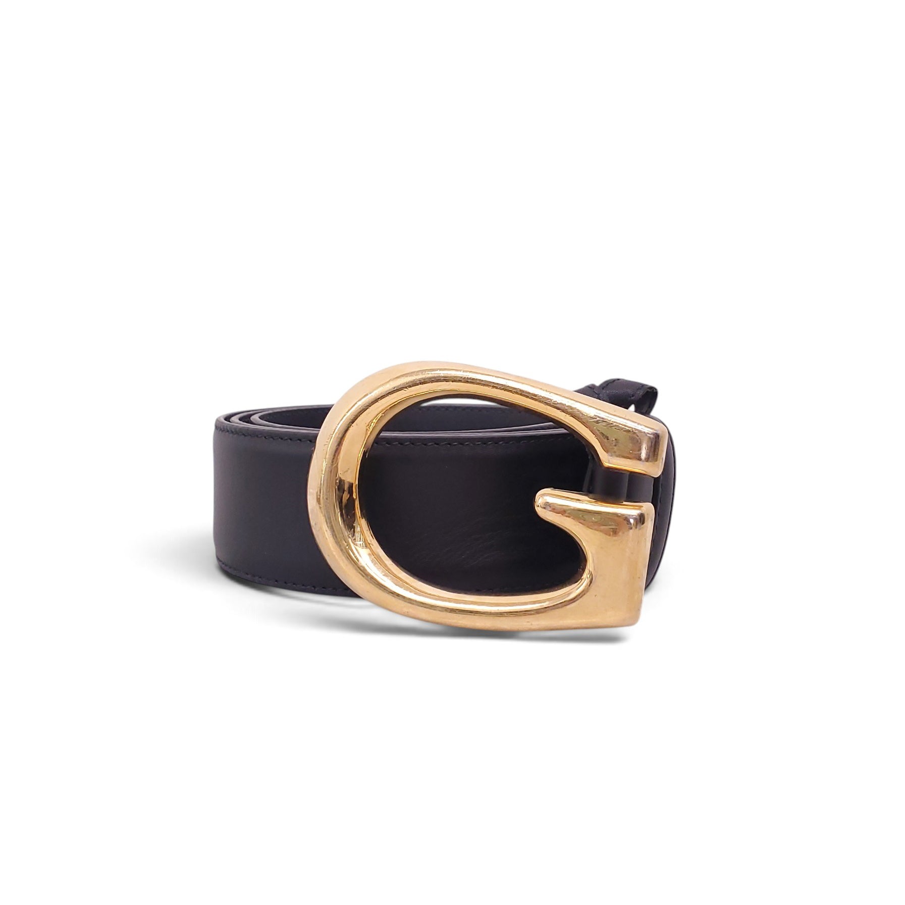 GUCCI BLACK AND GOLD BELT - SIZE 95