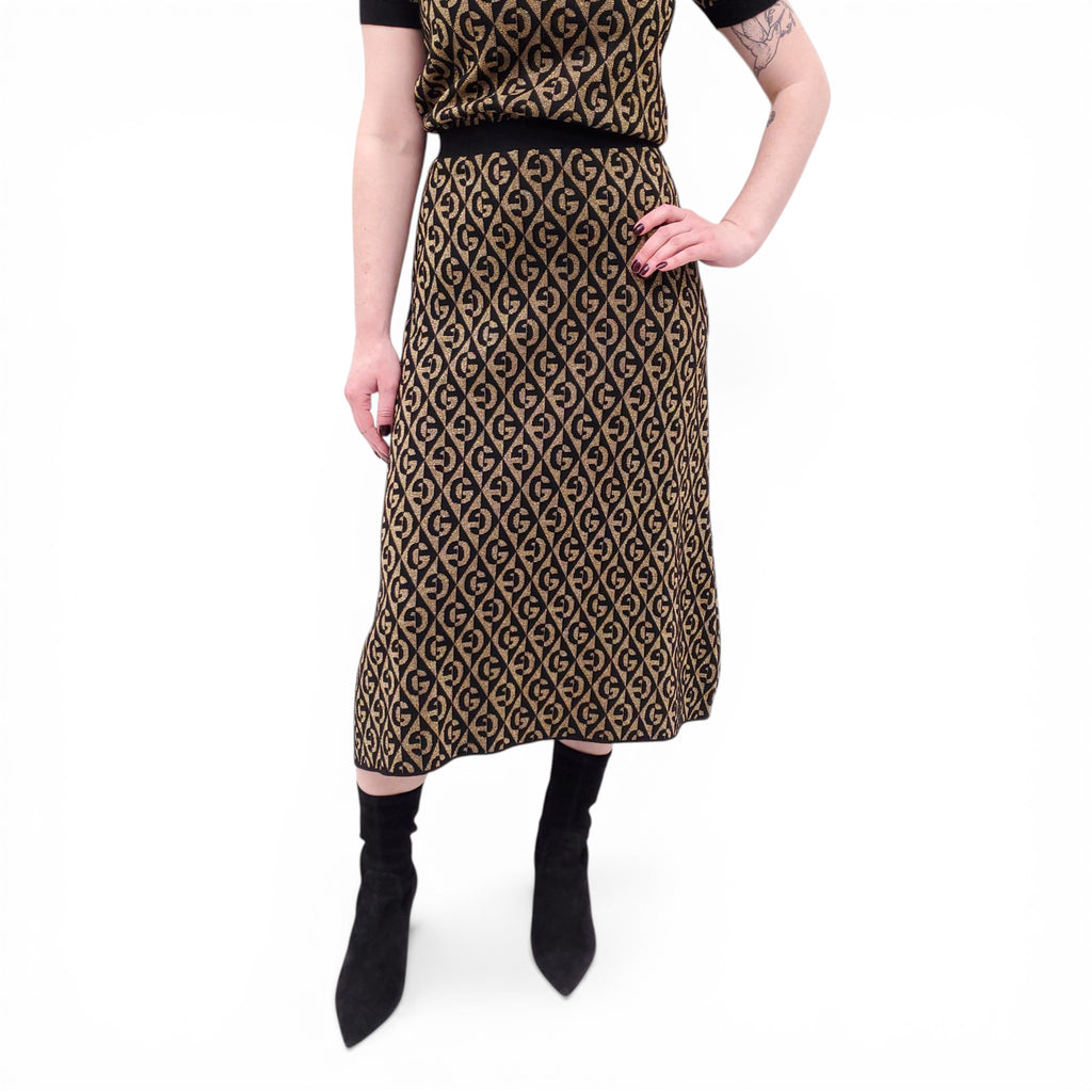 GUCCI BLACK AND GOLD METALLIC 2-PIECE SET - SIZE M