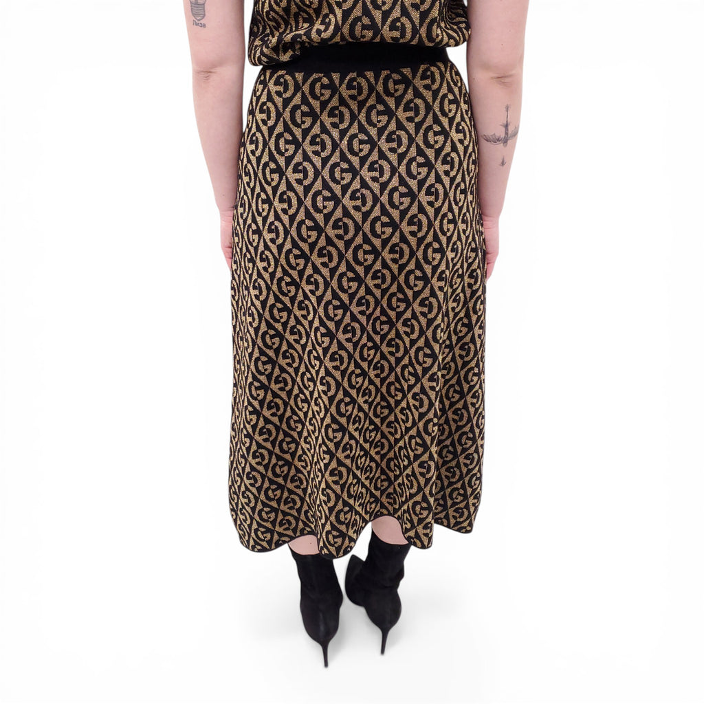 GUCCI BLACK AND GOLD METALLIC 2-PIECE SET - SIZE M