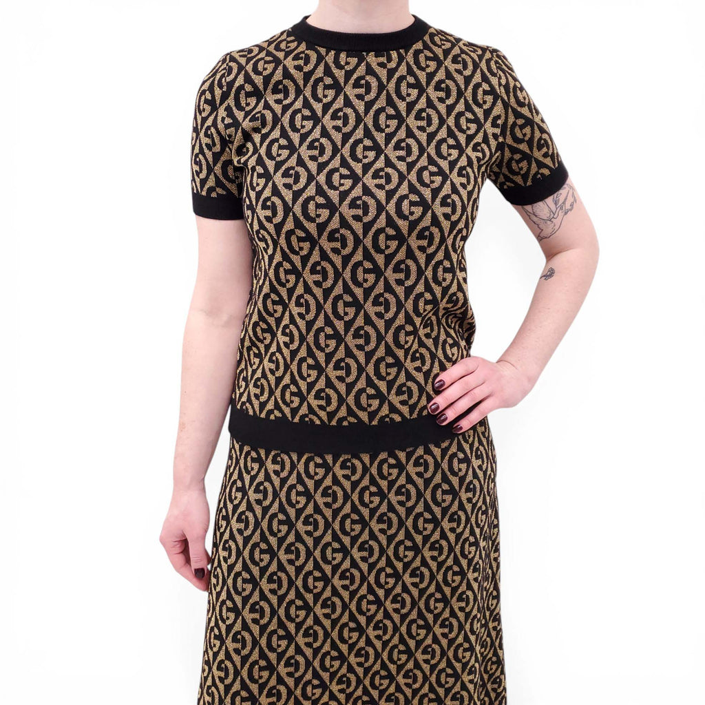 GUCCI BLACK AND GOLD METALLIC 2-PIECE SET - SIZE M